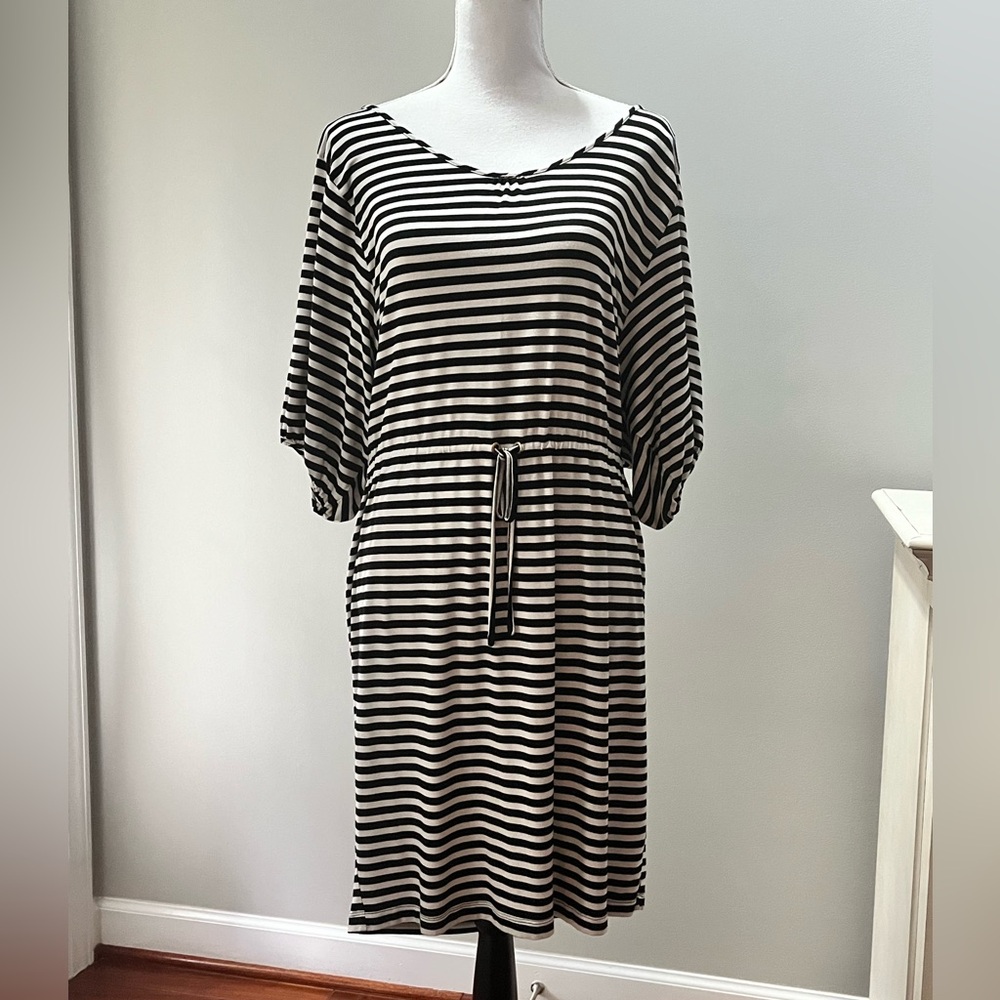 calvin klein beach dress | Dresses | Calvin Klein X Black White Stripe Drawstring Waist Stretch Cover Up size:18 month Chikankari Strapless Fur Structured Lace